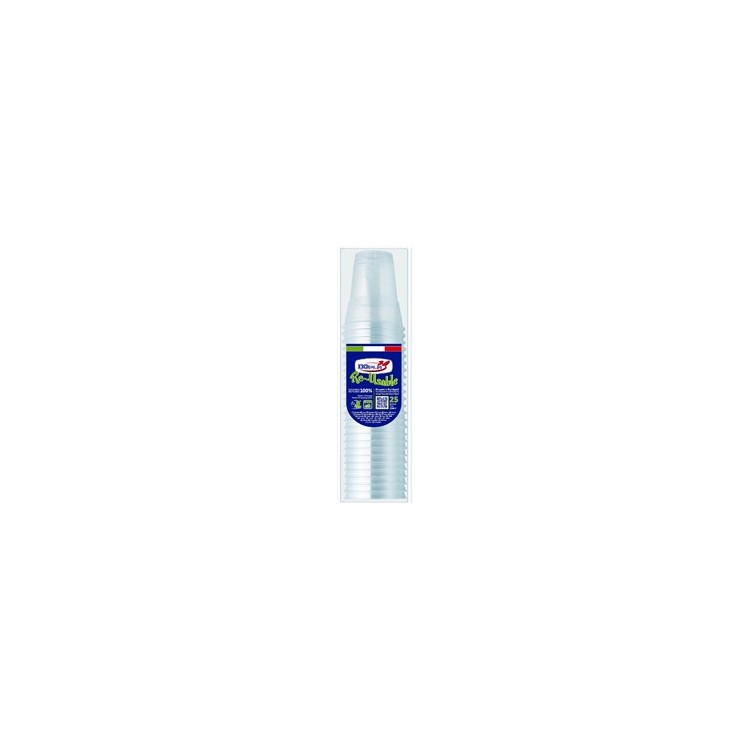 BICCHIERINI in plastica  Trasparenti RICICLABILE  250 ml Confezione da 25  pezzi - DOPLA
