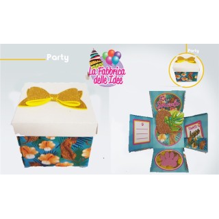 Biglietto Glitterato  sorpresa modello  Leopardo (Sei Speciale - Tanti Auguri a Te !   )   Box Skatush  fantasia foglie fiori e
