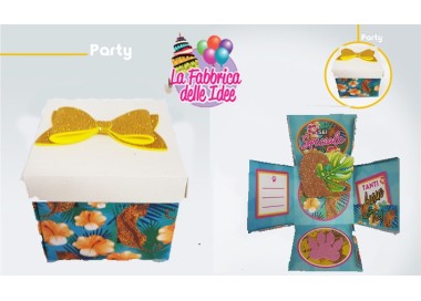 Biglietto Glitterato  sorpresa modello  Leopardo (Sei Speciale - Tanti Auguri a Te !   )   Box Skatush  fantasia foglie fiori e