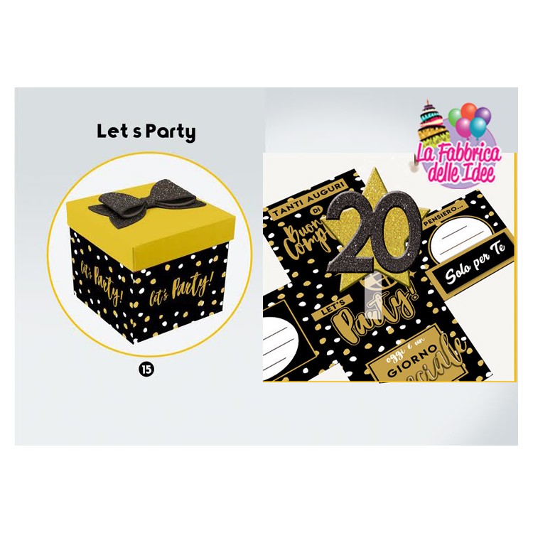 Biglietto sorpresa 20 anni Box Skatush  nero oro e bianco pz 1