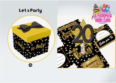 Biglietto sorpresa 20 anni Box Skatush  nero oro e bianco pz 1