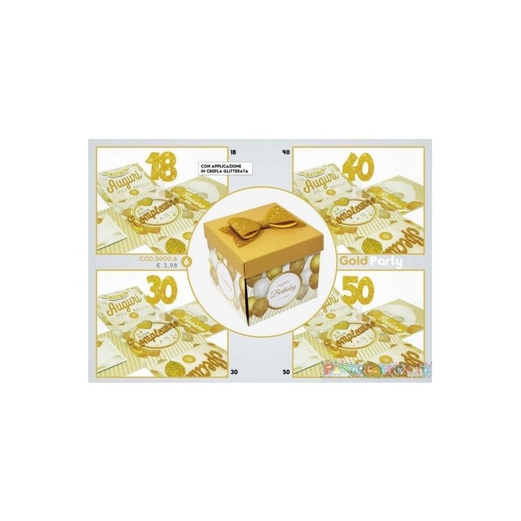Biglietto sorpresa 40 ANNI   Box Skatush  fantasia palloncini oro   pz 1