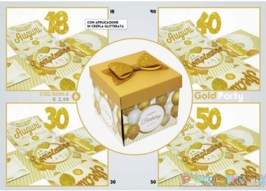 Biglietto sorpresa 40 ANNI   Box Skatush  fantasia palloncini oro   pz 1